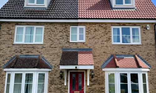 Dirty versus clean roof in Bury St Edmunds - ICENI Exterior Cleaning
