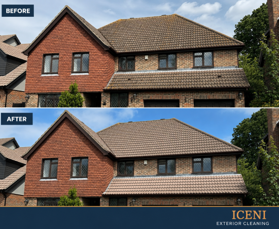 Before and after roof clean in Newmarket