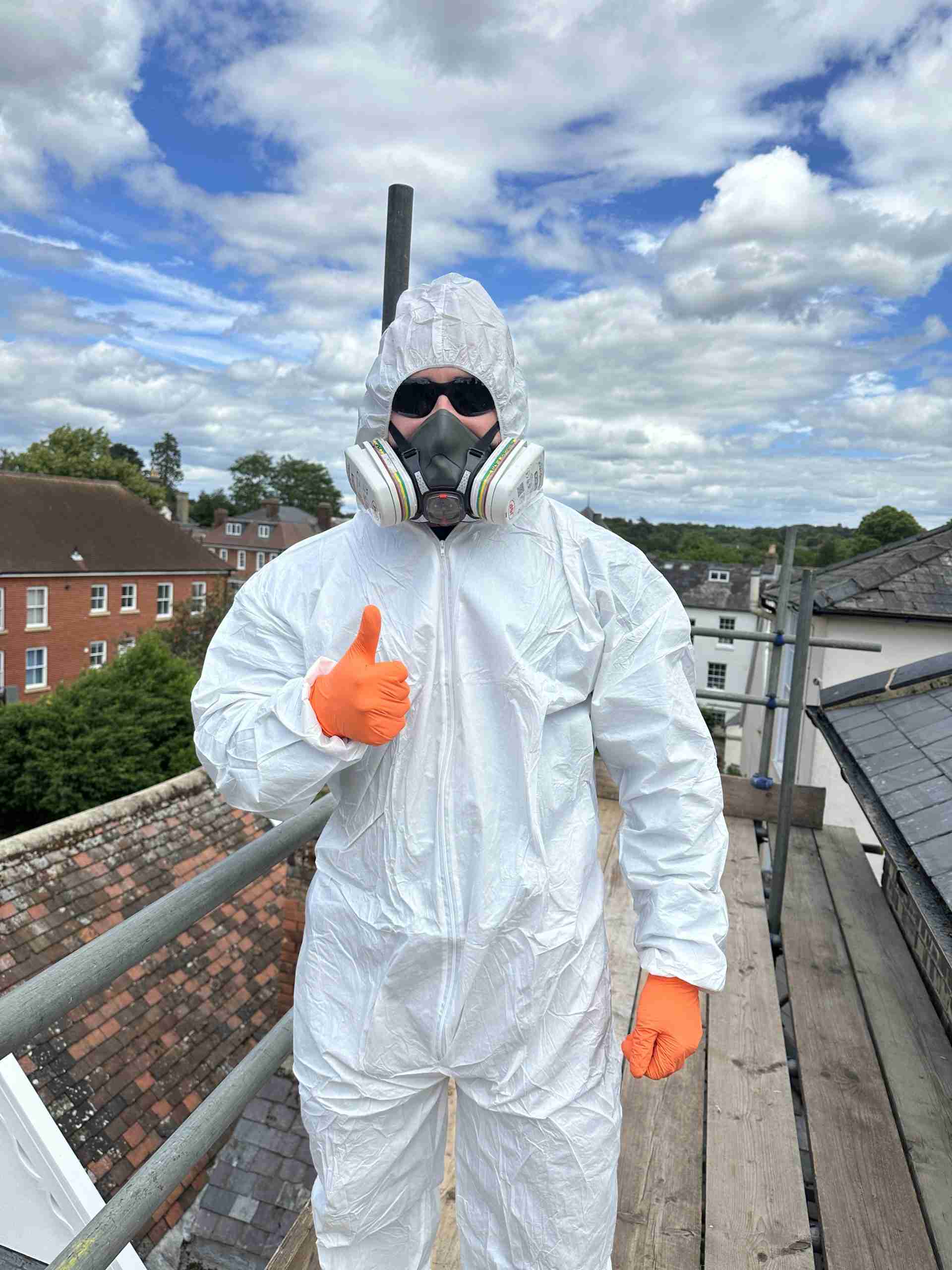 ICENI owner ready to apply biocide treatment to roof